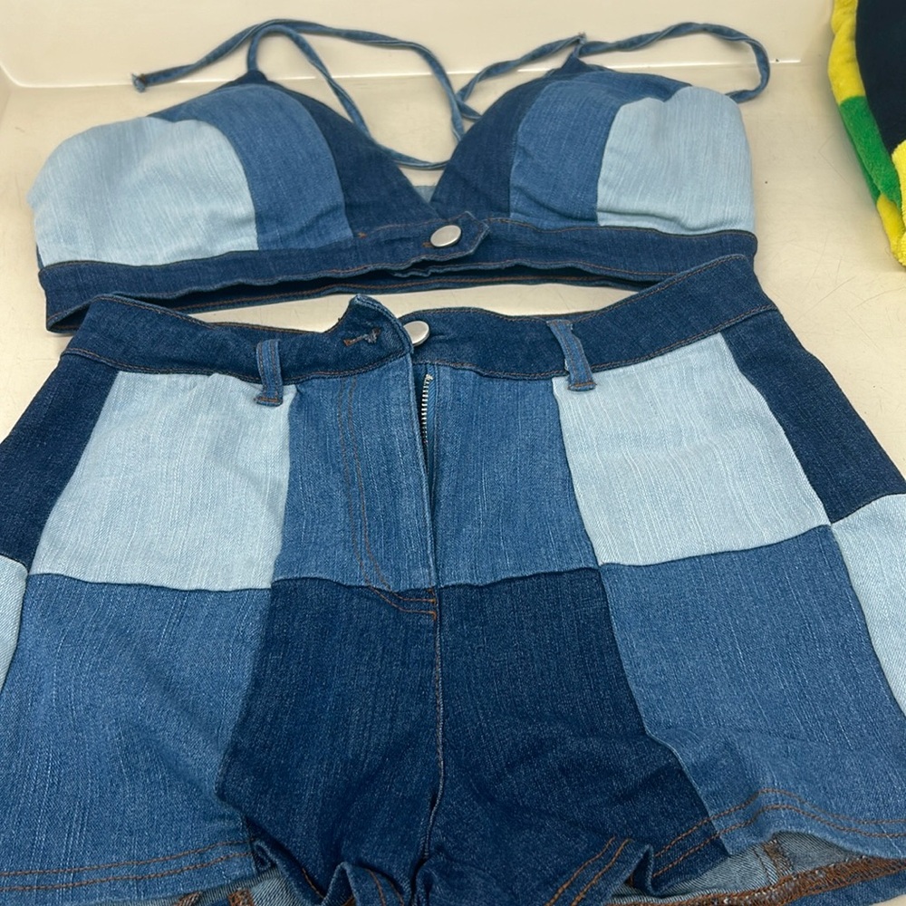 Cute Jean short set wore once